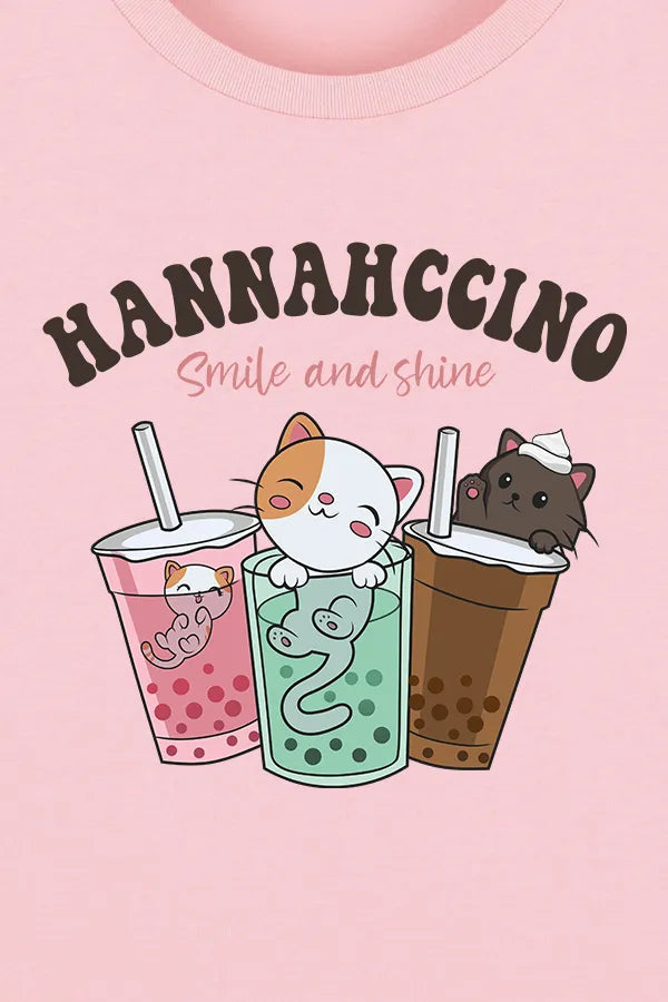 Hannahccino Cat T-Shirt Pink