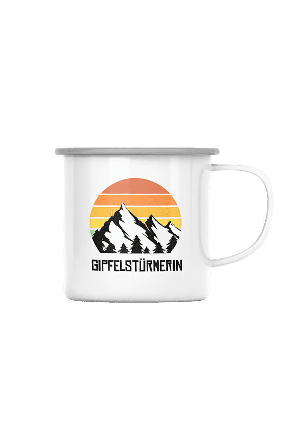 Gipfelstürmerin Emaille Tasse